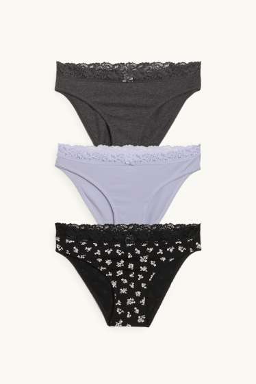 Women - Multipack of 3 - knickers - black