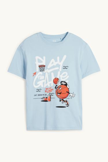 Kinder Jungen - Basketball - Kurzarmshirt - hellblau