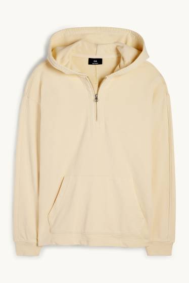Pánské - Mikina s kapucí - světle žlutá