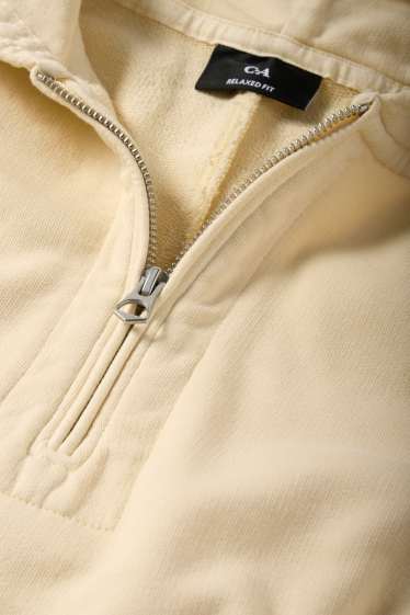 Pánské - Mikina s kapucí - světle žlutá