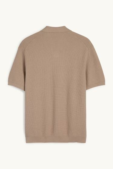 Uomo - Polo in maglia - regular fit - tessuto tramato - beige