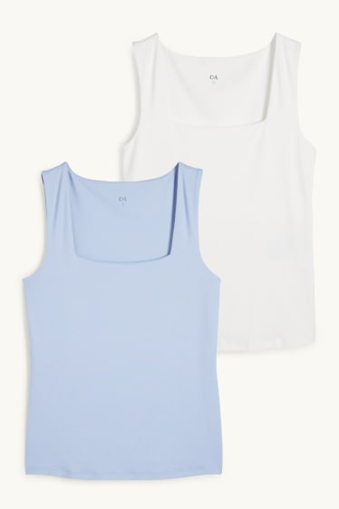 Femmes - Lot de 2 - hauts - blanc / bleu clair