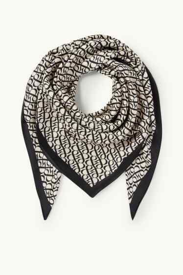 Dames - Sjaaltje - met patroon - zwart / beige