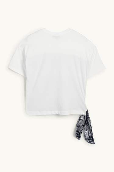 Donna - T-shirt con effetto nodo - blu scuro