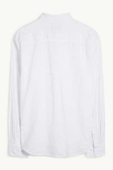 Home - Camisa - regular fit - Kent - mescla de lli - blanc