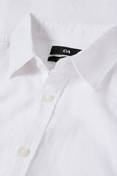 Home - Camisa - regular fit - Kent - mescla de lli - blanc