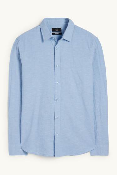 Hommes - Chemise avec teneur en lin - regular fit - col kent - bleu clair