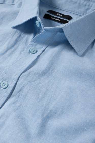 Hommes - Chemise avec teneur en lin - regular fit - col kent - bleu clair