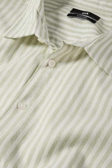 Hommes - Chemise avec teneur en lin - regular fit - col kent - à rayures - vert menthe