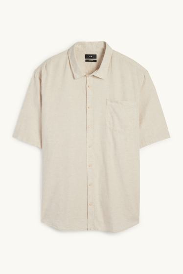 Hommes - Chemise - regular fit - col kent - beige clair