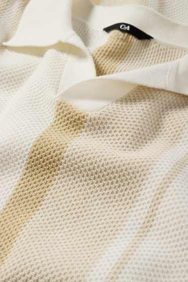 Hommes - Polo en maille - à rayures - texturé - taupe