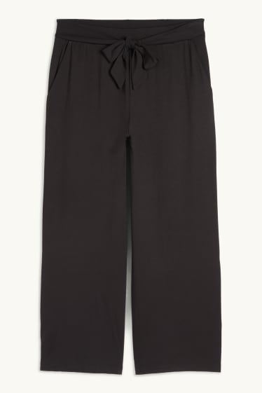 Femei - Pantaloni din jerseu - talie medie - straight fit - negru