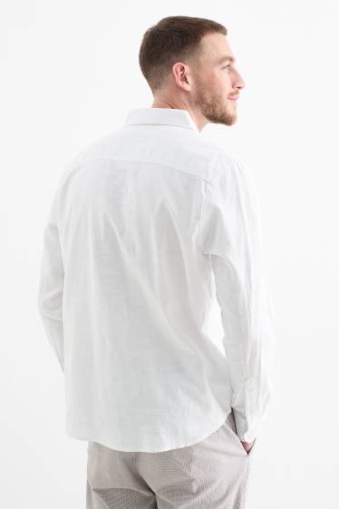 Home - Camisa - regular fit - Kent - mescla de lli - blanc