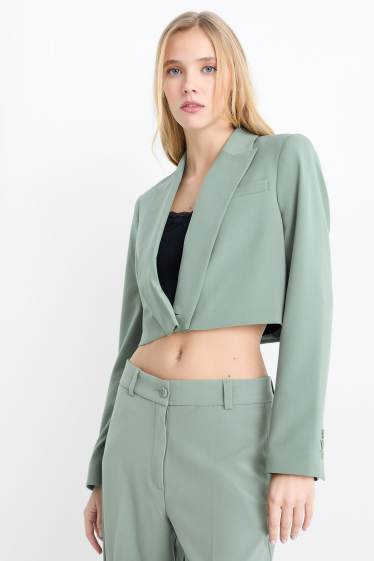 Femmes - Blazer court - relaxed fit - vert