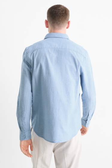 Hommes - Chemise avec teneur en lin - regular fit - col kent - bleu clair