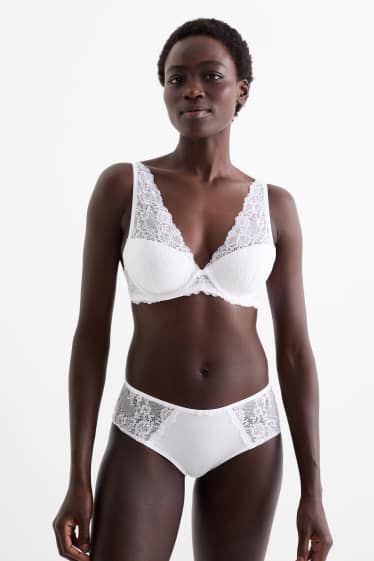 Dames - BH met beugels - PLUNGE - voorgevormd - wit