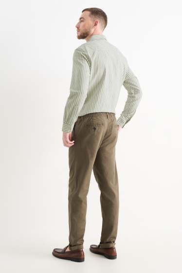 Hommes - Chino avec teneur en lin - tapered fit - vert foncé