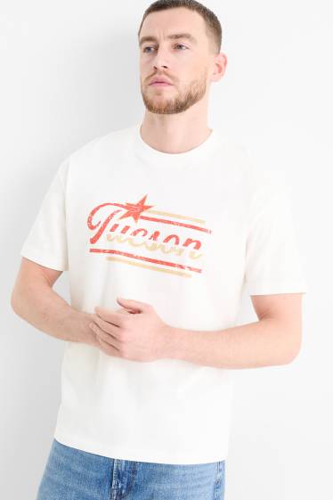 Bărbați - Tricou - relaxed fit - alb-crem