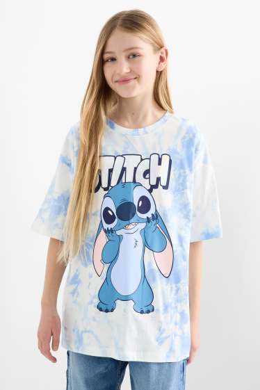 Bambine - Lilo & Stitch - maglia a maniche corte - bianco / azzurro
