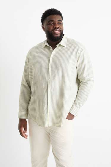 Hommes - Chemise avec teneur en lin - regular fit - col kent - à rayures - vert menthe