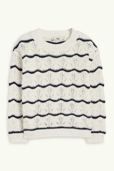 Children Girls - Jumper - striped - cremewhite