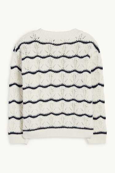 Children Girls - Jumper - striped - cremewhite