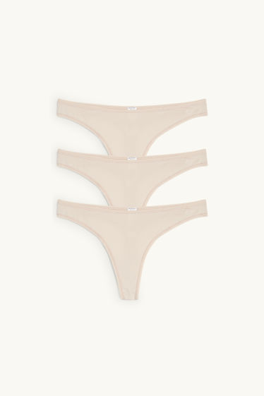 Femmes - Lot de 3 - strings - beige