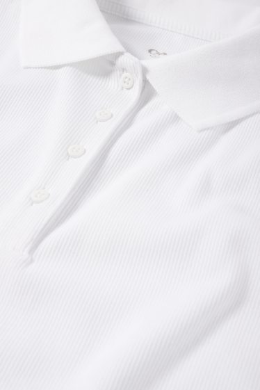 Women - Polo shirt - ribbed - cremewhite