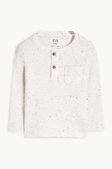 Neonati - Maglia a maniche lunghe per neonati - tessuto tramato - bianco crema