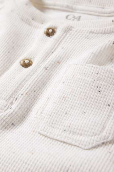 Neonati - Maglia a maniche lunghe per neonati - tessuto tramato - bianco crema