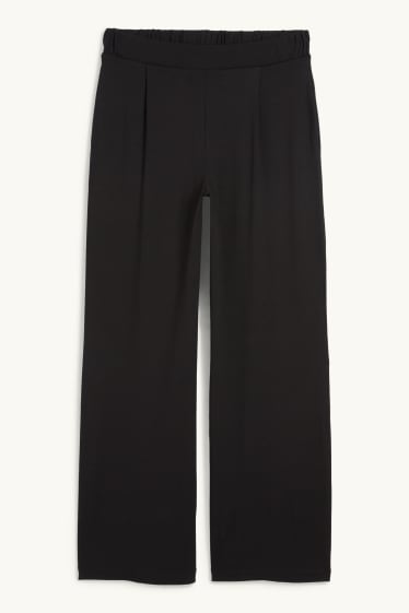 Femmes - Pantalon en jersey basique - mid waist - straight fit - noir