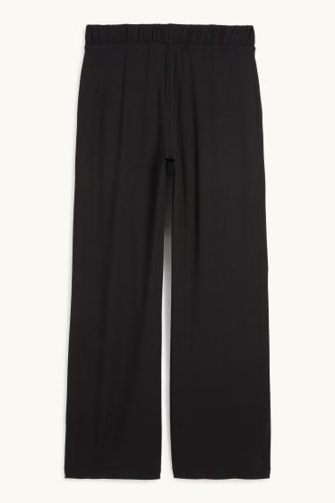 Femmes - Pantalon en jersey basique - mid waist - straight fit - noir