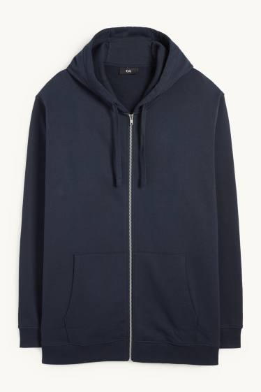 Hommes - Sweat zippé à capuche - bleu foncé