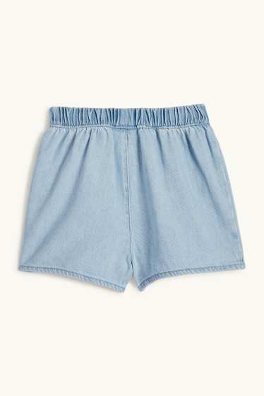 Kinderen: meisjes - Bloem - jeansskort - jeansblauw
