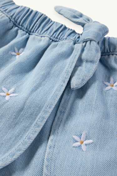 Kinderen: meisjes - Bloem - jeansskort - jeansblauw