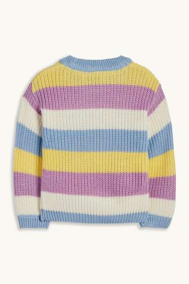 Enfants filles - Pull - côtelé - à rayures - blanc crème