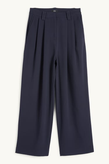 Femmes - Pantalon en toile - high waist - wide leg - bleu foncé
