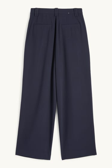 Femmes - Pantalon en toile - high waist - wide leg - bleu foncé