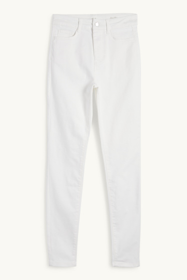 Donna - Jeggings - vita alta - bianco