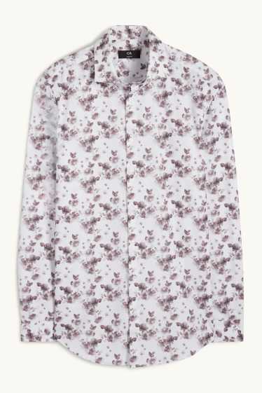 Hombre - Camisa de oficina - slim fit - cutaway - estampada - blanco