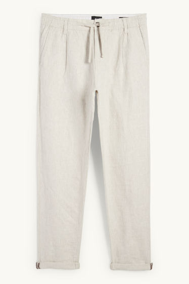Men - Chinos - tapered fit - linen blend - light beige
