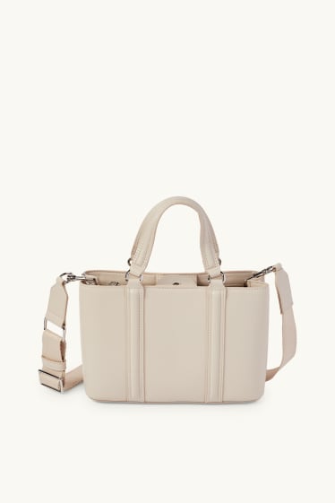 Donna - Borsa a tracolla con spallaccio staccabile - similpelle - beige chiaro