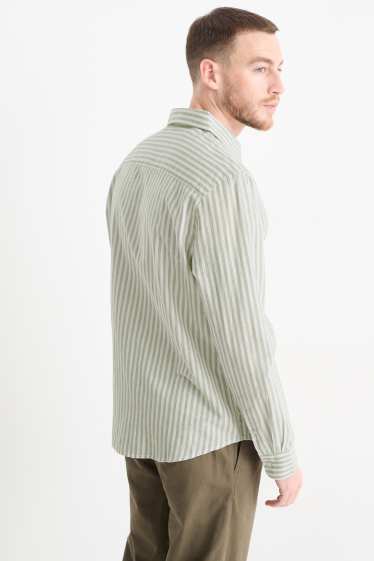 Hommes - Chemise avec teneur en lin - regular fit - col kent - à rayures - vert