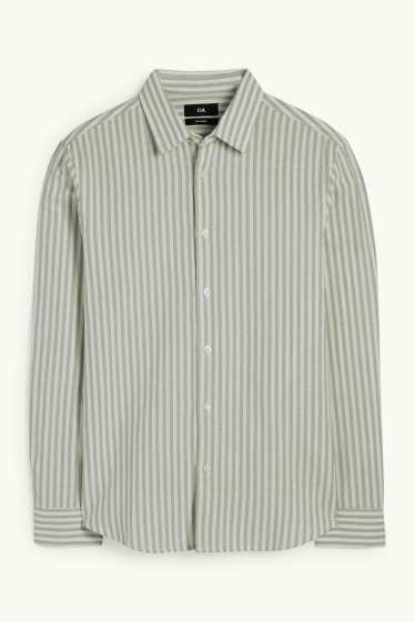 Hommes - Chemise avec teneur en lin - regular fit - col kent - à rayures - vert