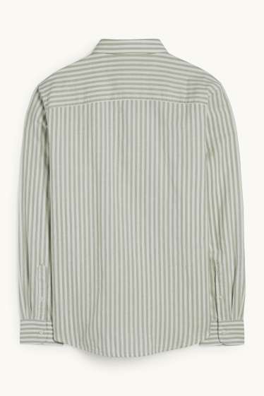 Hommes - Chemise avec teneur en lin - regular fit - col kent - à rayures - vert