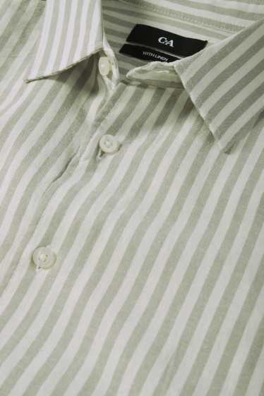 Hommes - Chemise avec teneur en lin - regular fit - col kent - à rayures - vert