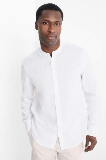Hommes - Chemise - regular fit - col montant - blanc