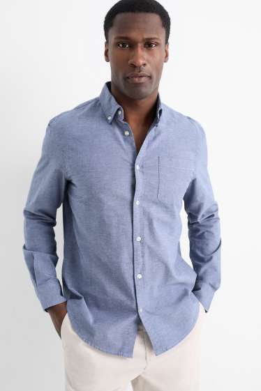 Herren - Hemd - Regular Fit - Button-down - dunkelblau