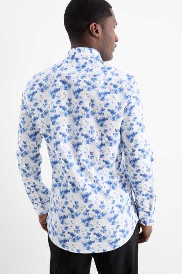 Bărbați - Cămașă office - slim fit - guler italian - cu model - alb