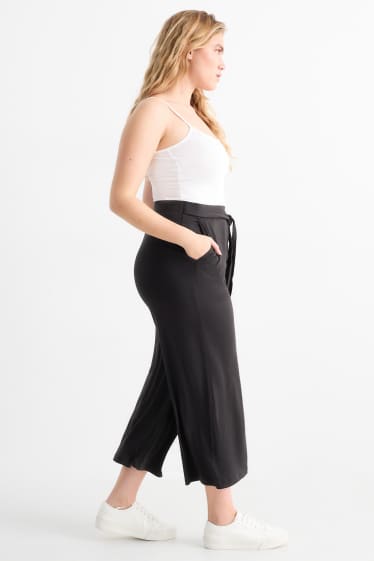 Femei - Pantaloni din jerseu - talie medie - straight fit - negru